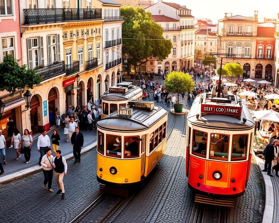 Lissabon: oude trams en levendige pleinen